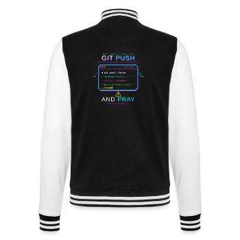 Git Push – Force and Pray - College-Sweatjacke - Schwarz/Weiß - Hinten - Marisol (170cm)