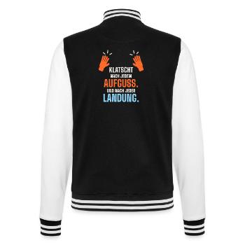Klatscht nach jedem Aufguss und jeder Landung - College-Sweatjacke - Schwarz/Weiß - Hinten - Marisol (170cm)
