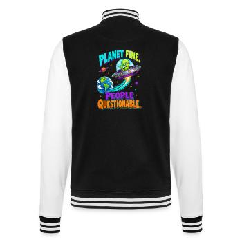  Planet Fine People Questionable Alien UFO Erde - College-Sweatjacke - Schwarz/Weiß - Hinten - Marisol (170cm)