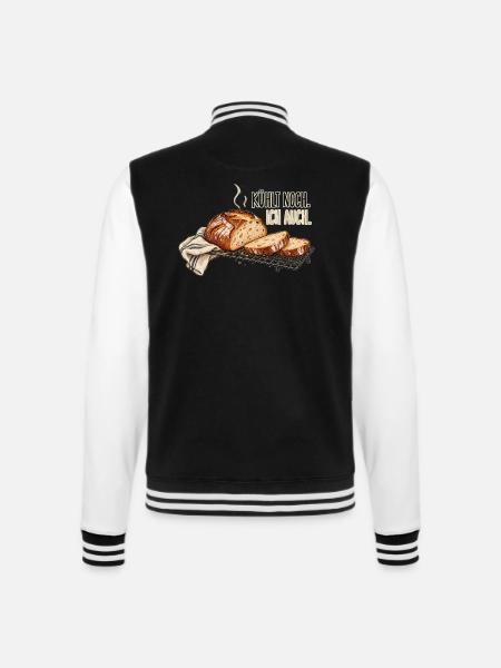 Kühlt noch. Ich auch. – Sauerteigbrot - College-Sweatjacke - Schwarz/Weiß