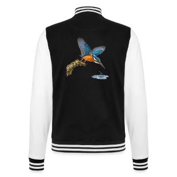 Eisvogel im Sturzflug – Naturillustration - College-Sweatjacke - Schwarz/Weiß - Hinten - Marisol (170cm)