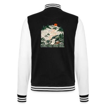 Wegen der Dose hier – GPS-Schatzsuche - College-Sweatjacke - Schwarz/Weiß - Hinten - Marisol (170cm)