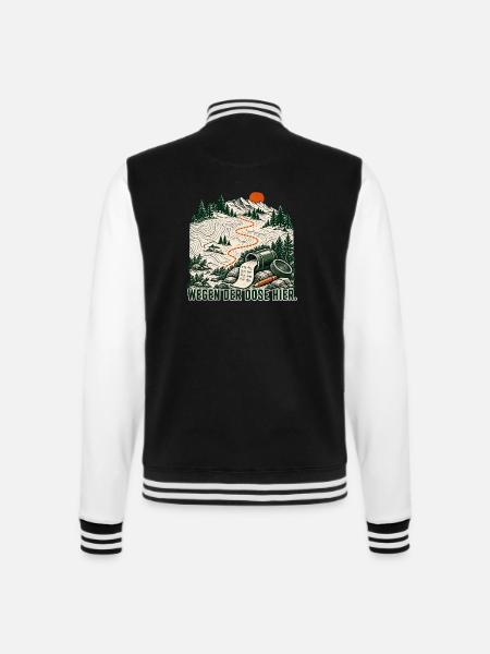Wegen der Dose hier – GPS-Schatzsuche - College-Sweatjacke - Schwarz/Weiß