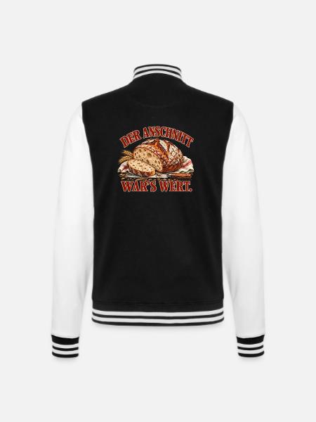 Der Anschnitt war’s wert – Sauerteigbrot - College-Sweatjacke - Schwarz/Weiß