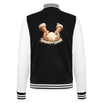 Spannung im Teig – Handwerkliches Brotbacken - College-Sweatjacke - Schwarz/Weiß - Hinten - Marisol (170cm)