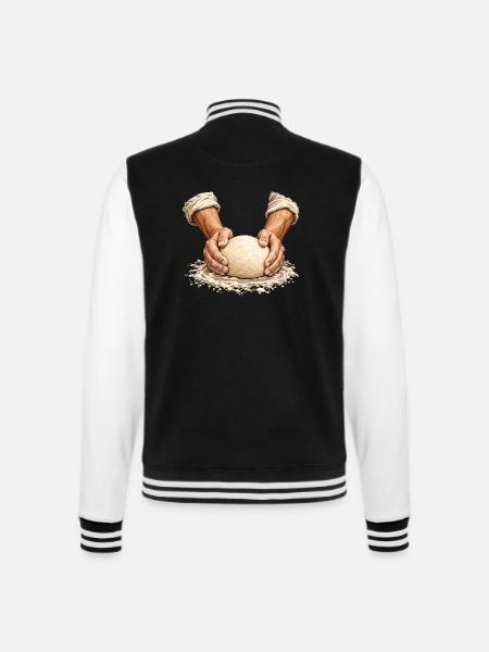 Spannung im Teig – Handwerkliches Brotbacken - College-Sweatjacke - Schwarz/Weiß