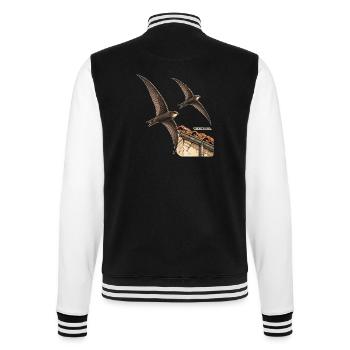 Wieder da – Mauersegler über den Dächern - College-Sweatjacke - Schwarz/Weiß - Hinten - Marisol (170cm)