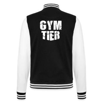 Gymtier Bodybuilding Gym Fitness Tier Rückenmotiv - College-Sweatjacke - Schwarz/Weiß - Hinten - Marisol (170cm)