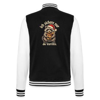 Waschbär mit Weihnachtsmütze und Lebkuchen - College-Sweatjacke - Schwarz/Weiß - Hinten - Marisol (170cm)