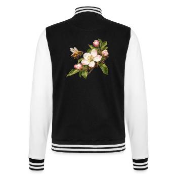 Vor der Tracht – Honigbiene an Apfelblüten - College-Sweatjacke - Schwarz/Weiß - Hinten - Marisol (170cm)