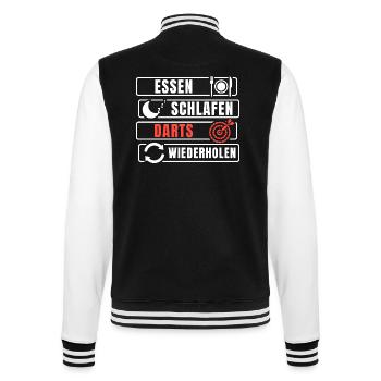 Essen Schlafen Darts Wiederholen - College-Sweatjacke - Schwarz/Weiß - Hinten - Marisol (170cm)