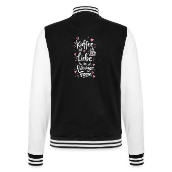 Kaffee ist Liebe in flüssiger Form, Kaffee Spruch - College-Sweatjacke - Schwarz/Weiß - Hinten - Marisol (170cm)