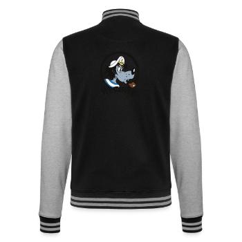 Nu Pogodi Hase und Wolf _ Wolf mit Pfeife  - College-Sweatjacke - Schwarz/Grau meliert - Hinten - Marisol (170cm)