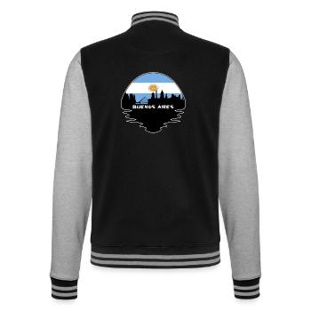 Buenos Aires Argentinien Flagge Skyline Silhouette Tra - College-Sweatjacke - Schwarz/Grau meliert - Hinten - Marisol (170cm)