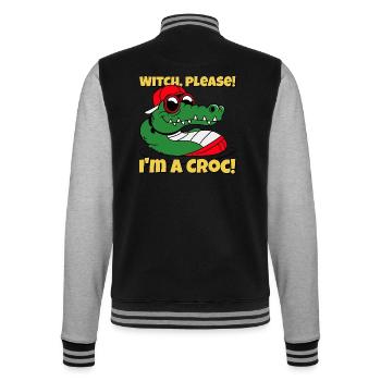 Krokodilhexe, bitte - College-Sweatjacke - Schwarz/Grau meliert - Hinten - Marisol (170cm)