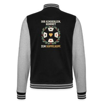 Ihr Kinderlein kommet zum Doppelkopf Weihnachten - College-Sweatjacke - Schwarz/Grau meliert - Hinten - Marisol (170cm)
