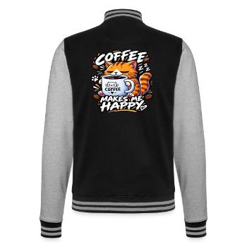 KATZE UND KAFFEE – ICH SPRECHE NICHT OHNE KAFFEE - College-Sweatjacke - Schwarz/Grau meliert - Hinten - Marisol (170cm)