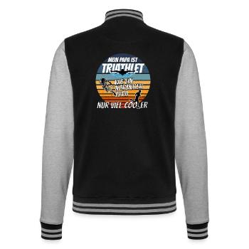 Mein Papa ist Triathlet - nur viel cooler - College-Sweatjacke - Schwarz/Grau meliert - Hinten - Marisol (170cm)