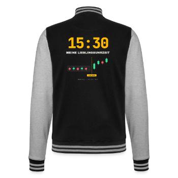 15:30 Meine Lieblingsuhrzeit – Trader Shirt - College-Sweatjacke - Schwarz/Grau meliert - Hinten - Marisol (170cm)