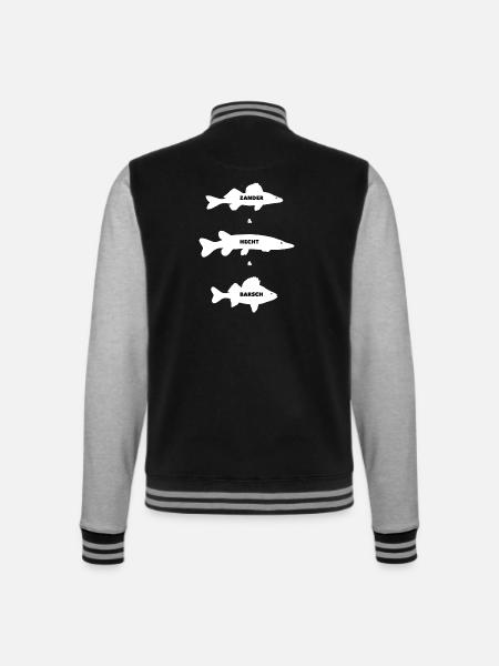 zander-hecht-barsch_weiss - College-Sweatjacke - Schwarz/Grau meliert