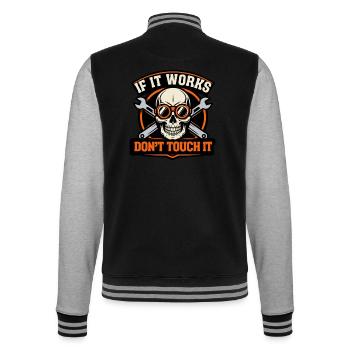 Wenn es funktioniert, fass es nicht an. - College-Sweatjacke - Schwarz/Grau meliert - Hinten - Marisol (170cm)