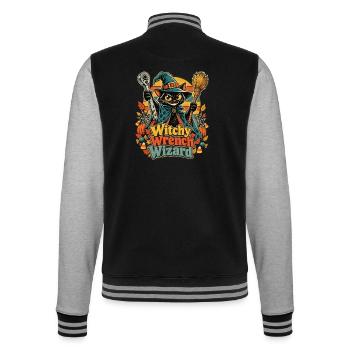 Halloween Hexenkatze Mechaniker Wizard - College-Sweatjacke - Schwarz/Grau meliert - Hinten - Marisol (170cm)