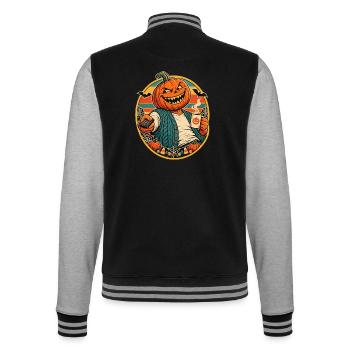 Halloween-Kürbisopa im Ruhestand - College-Sweatjacke - Schwarz/Grau meliert - Hinten - Marisol (170cm)