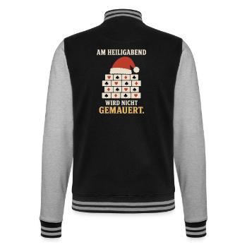 Am Heiligabend wird nicht gemauert – Skat Doko - College-Sweatjacke - Schwarz/Grau meliert - Hinten - Marisol (170cm)