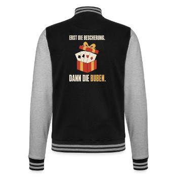 Erst die Bescherung dann die Buben – Skat - College-Sweatjacke - Schwarz/Grau meliert - Hinten - Marisol (170cm)