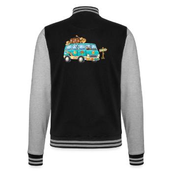 70er Camper Wohnmobil - College-Sweatjacke - Schwarz/Grau meliert - Hinten - Marisol (170cm)
