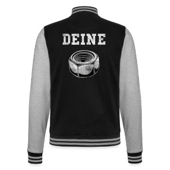 Deine Mutter Schraubenmutter Mechaniker Werkstatt - College-Sweatjacke - Schwarz/Grau meliert - Hinten - Marisol (170cm)