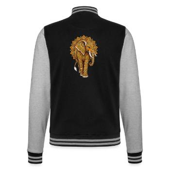 Mandala Elefant Zen Spirituell Yoga - College-Sweatjacke - Schwarz/Grau meliert - Hinten - Marisol (170cm)