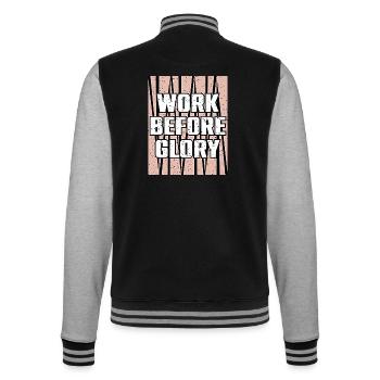 Werk vor Ruhm: Kühne Typografie - College-Sweatjacke - Schwarz/Grau meliert - Hinten - Marisol (170cm)