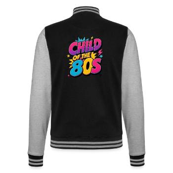 Kind der 80er – Child of the 80s Retro Neon - College-Sweatjacke - Schwarz/Grau meliert - Hinten - Marisol (170cm)