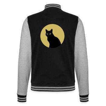 sitzende Katze im Vollmond Silhouette - College-Sweatjacke - Schwarz/Grau meliert - Hinten - Marisol (170cm)