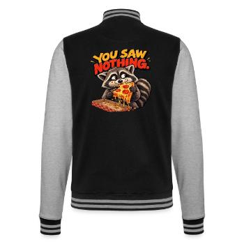 Pizza Thief Waschbär – Spaßiger Retro-Stil - College-Sweatjacke - Schwarz/Grau meliert - Hinten - Marisol (170cm)