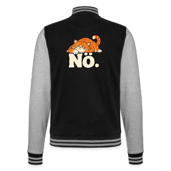 Nö – Lustige Katze mit schlechter Laune - College-Sweatjacke - Schwarz/Grau meliert - Hinten - Marisol (170cm)