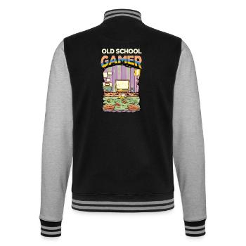 Retro Old School Gamer - College-Sweatjacke - Schwarz/Grau meliert - Hinten - Marisol (170cm)