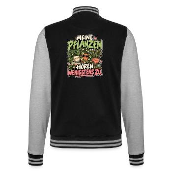 Meine Pflanzen hören wenigstens zu - College-Sweatjacke - Schwarz/Grau meliert - Hinten - Marisol (170cm)