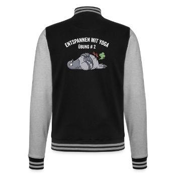 Lustige Yoga Taube - College-Sweatjacke - Schwarz/Grau meliert - Hinten - Marisol (170cm)