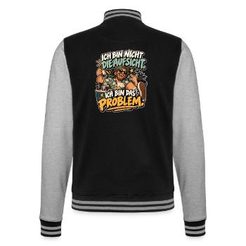 Ich bin Das Problem Aufsicht Meme - College-Sweatjacke - Schwarz/Grau meliert - Hinten - Marisol (170cm)