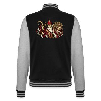 Krampus, Nikolaus und Percht - College-Sweatjacke - Schwarz/Grau meliert - Hinten - Marisol (170cm)