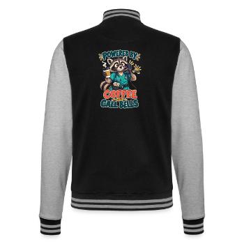  Powered by Coffee and Call Bells Waschbär - College-Sweatjacke - Schwarz/Grau meliert - Hinten - Marisol (170cm)
