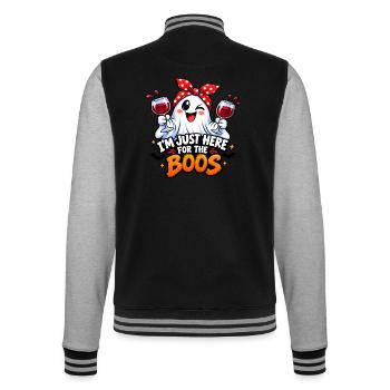 Geist mit Wein – Ich bin hier für Vogelscheuchen - College-Sweatjacke - Schwarz/Grau meliert - Hinten - Marisol (170cm)