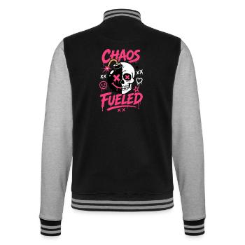 Totenkopf mit Comicbombe – Chaos Fueled - College-Sweatjacke - Schwarz/Grau meliert - Hinten - Marisol (170cm)