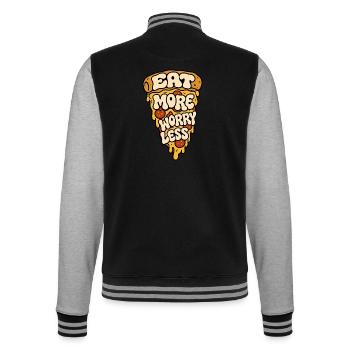 Pizza – Eat More Worry Less - College-Sweatjacke - Schwarz/Grau meliert - Hinten - Marisol (170cm)