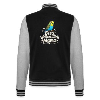 Beste Wellensittich Mama Vogelliebhaberin - College-Sweatjacke - Schwarz/Grau meliert - Hinten - Marisol (170cm)