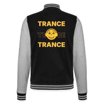 Trance Trance Trance - Happy Vinyl DJ - College-Sweatjacke - Schwarz/Grau meliert - Hinten - Marisol (170cm)