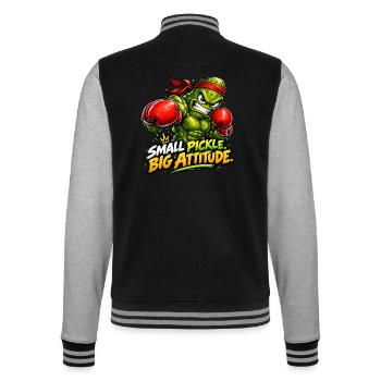 Eine kleine Gurke, ein großer Charakter! - College-Sweatjacke - Schwarz/Grau meliert - Hinten - Marisol (170cm)