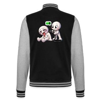 Soziale Batterie leer – Bitte aufladen! - College-Sweatjacke - Schwarz/Grau meliert - Hinten - Marisol (170cm)